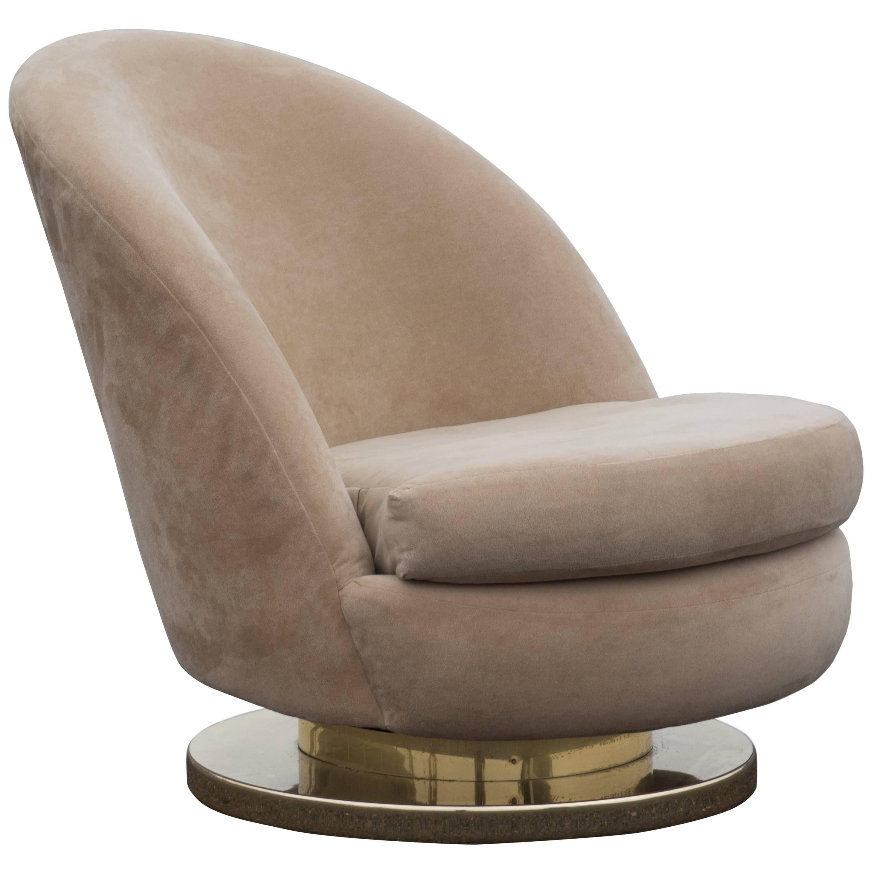 Ultra Suede Mid-Century Modern Milo Baughman Swivel and Tilt Lounge Club Chair