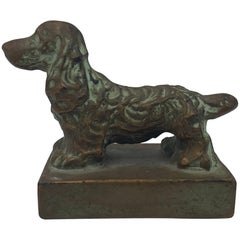 1920s Bronze Spaniel Dog Sculpture Paperweight