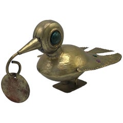 1970s Mexican Hammered Brass Bird Sculpture