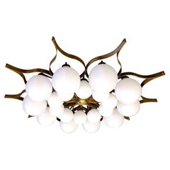 Beautiful Brass and Glass Chandelier in the Style of Gio Ponti