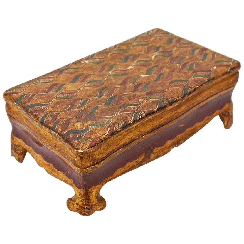 Vintage Italian Gilt and Painted Wood Box For Sale