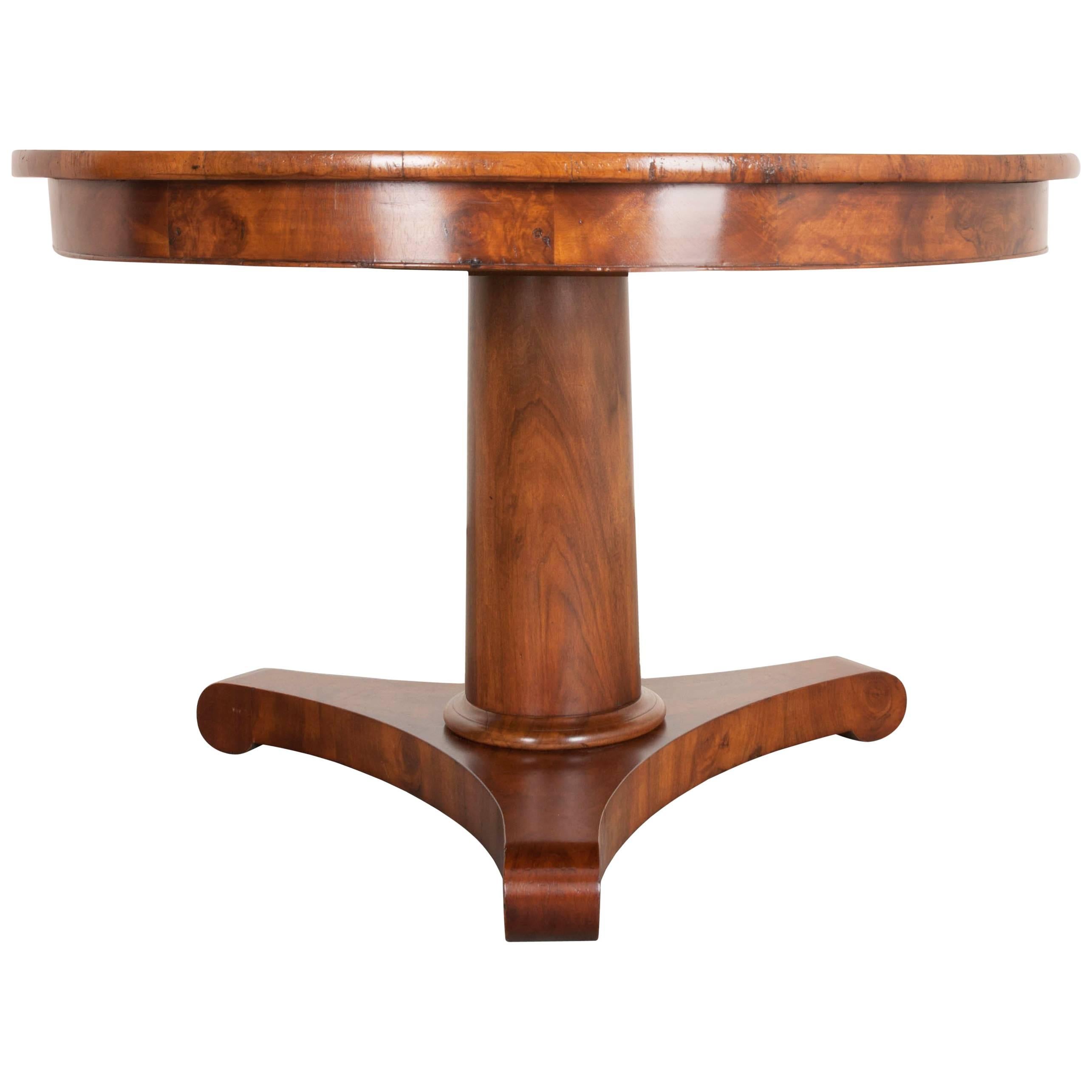French 19th Century Walnut Pedestal Center Table
