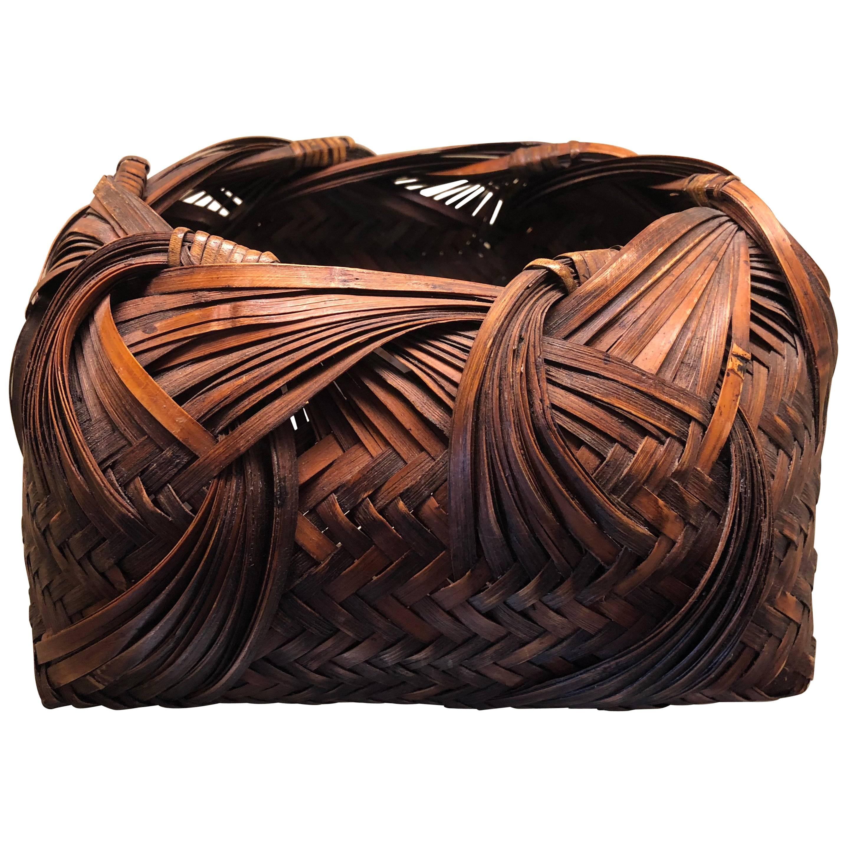 Japanese Bamboo Ikebana Basket at 1stDibs