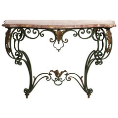 French Iron-and-Marble Console Table