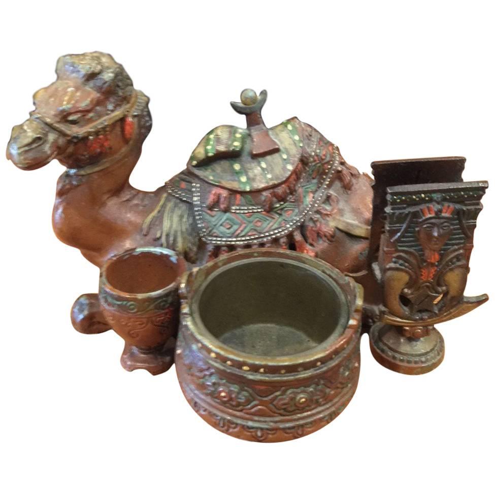 Antique White Metal Camel Cigarette Stand