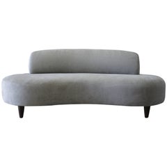 Vintage Noguchi Style Free-Form Sofa in Pale Grey Velvet