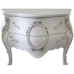 20th Century Carved and Painted Louis XV Style Bombe Commode