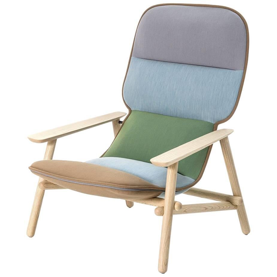 Moroso Lilo Lounge Chair by Patricia Urquiola in Tufted Fabric and Solid Wood For Sale