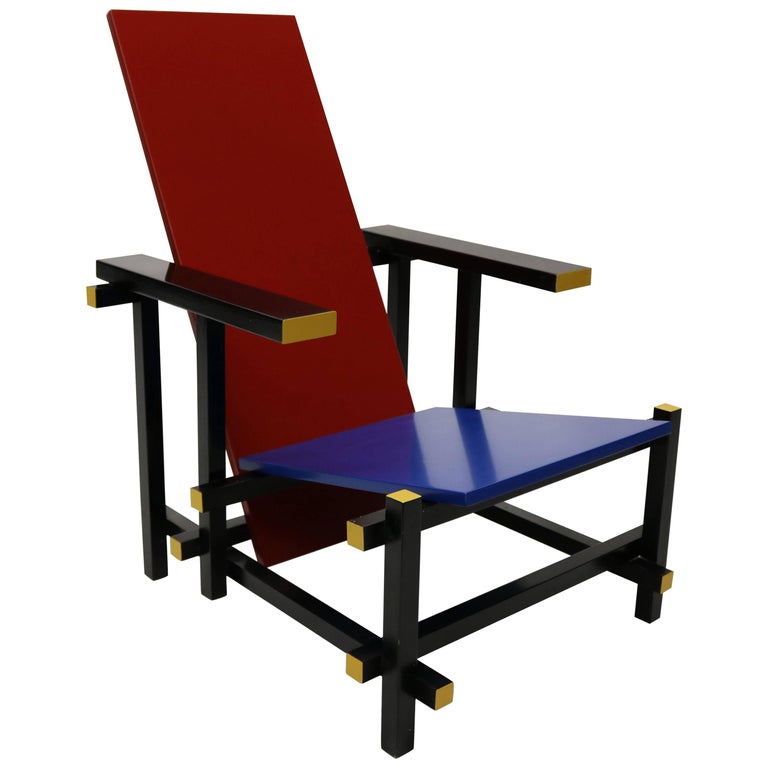 Gerrit Rietveld Red and Blue Chair for Cassina For Sale at ...