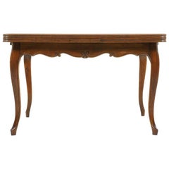 French Oak Parquet-Top Drawleaf Table