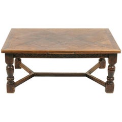 French Oak Parquet Top Draw-Leaf Table