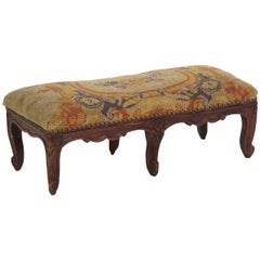 French Provincial Carved Fruitwood Antique Footstool