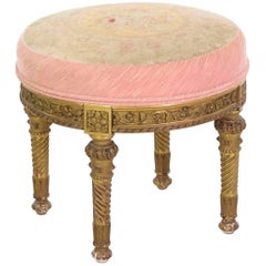 French Belle Époque Carved Giltwood Antique Tabouret Foot Stool, 19th Century