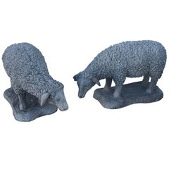 Pair of Cast Stone Garden Figures of Sheep