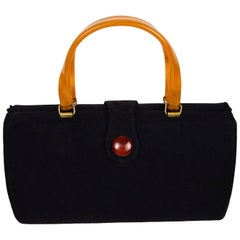 Vintage Art Deco Handbag with Butterscotch Bakelite Handles