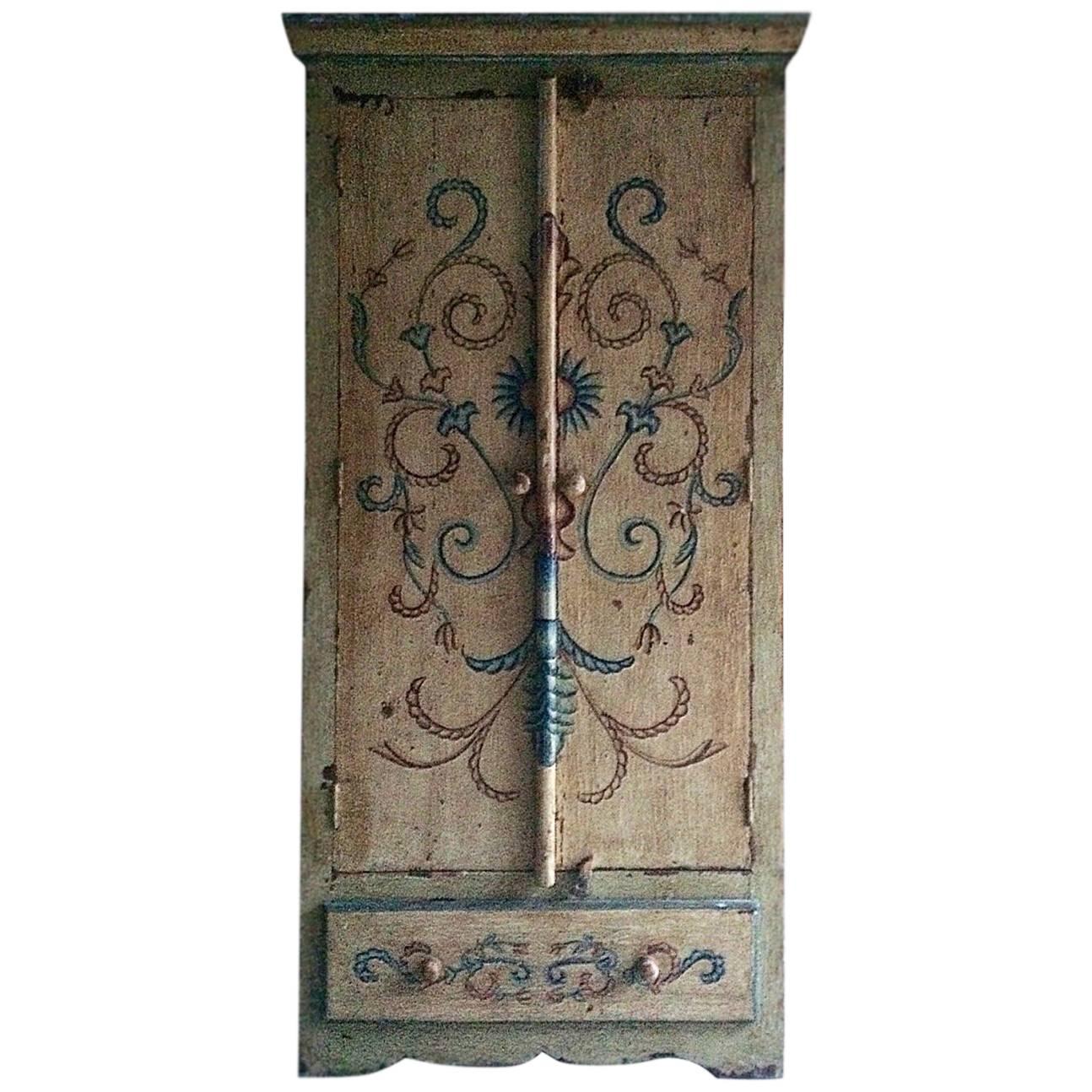 Antique Cupboard Wardrobe French Painted Provincial Style Seriously Distressed