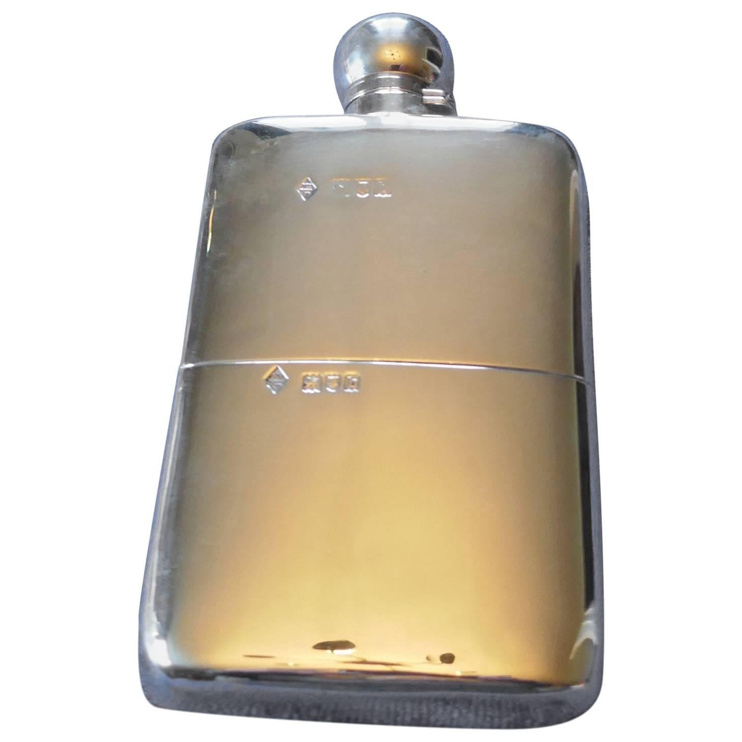 Solid Silver Hall Marked Brandy Flask and Cup by Mappin Brothers, 1897