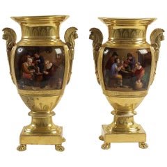 French Empire Period, Rare Pair of Vases Stamped by Darte Freres Palais Royal