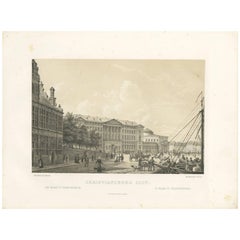 Stampa antica dello Slot di Christiansborg, Danimarca