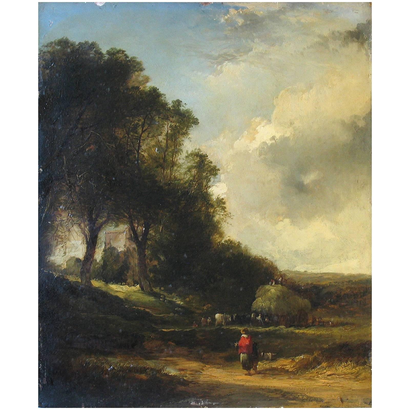 Attributed to Richard Parkes Bonington, Oil on Millboard, Landscape