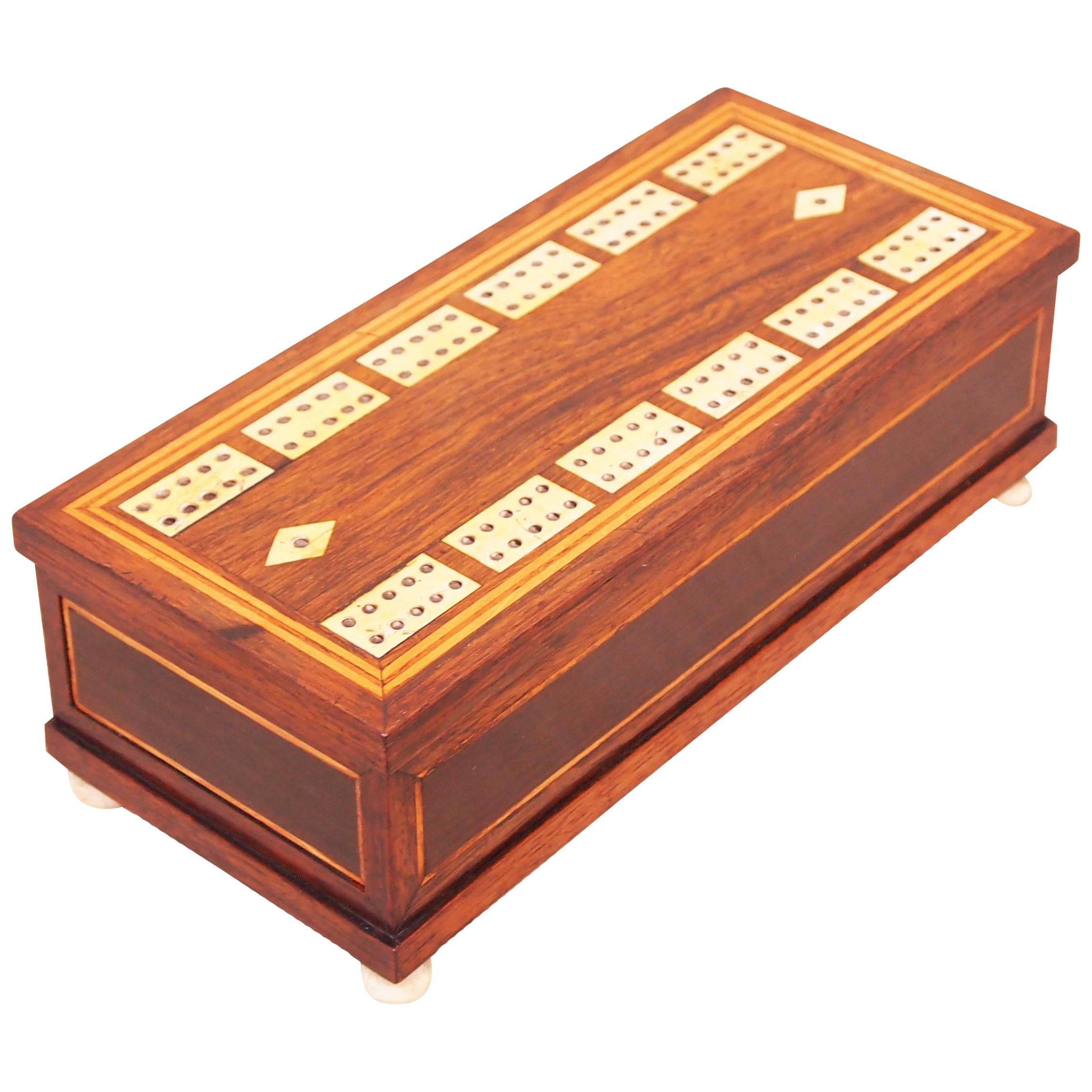 Antique Regency Rosewood Domino Games Box
