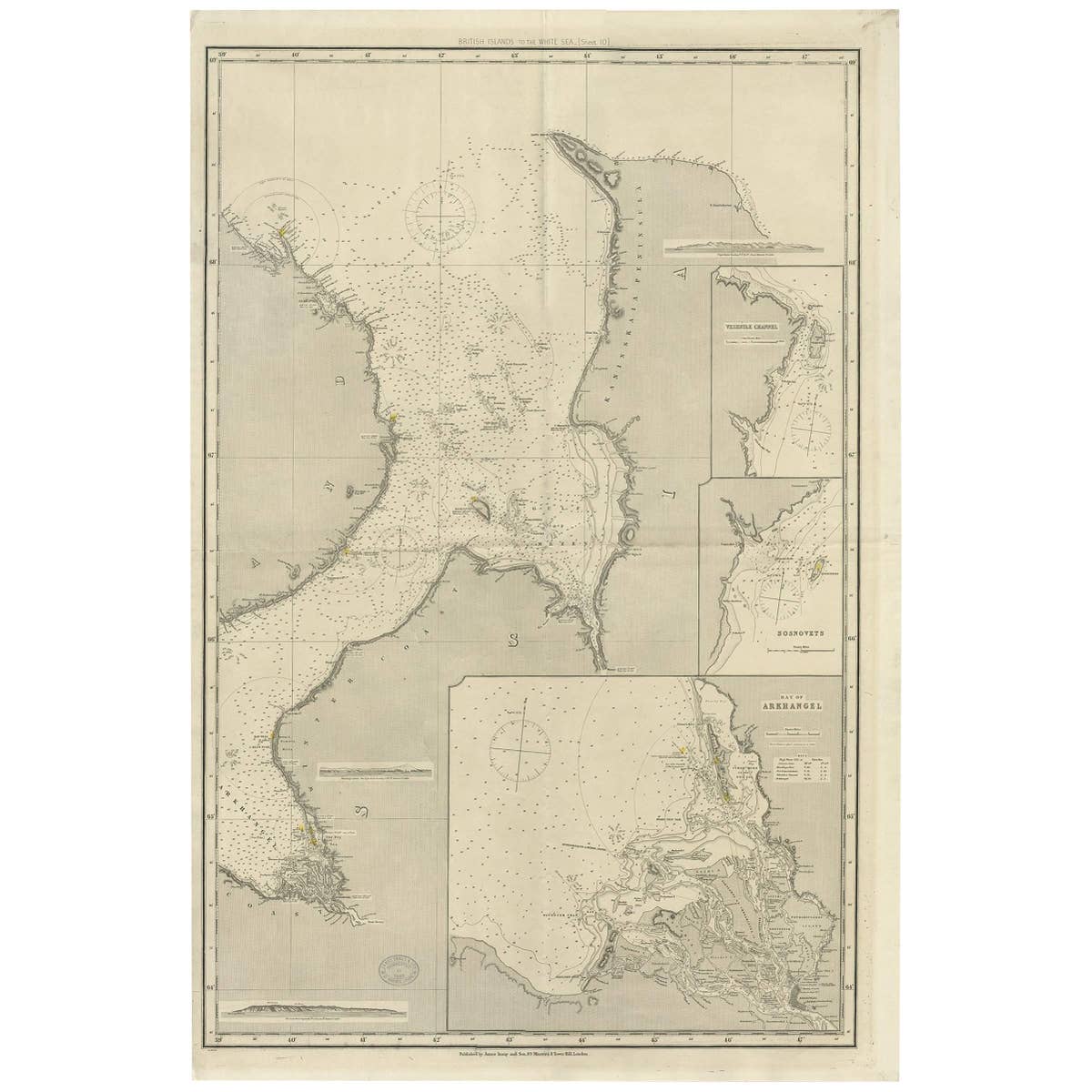 Antique Map of the British Islands to the White Sea by J. Imray