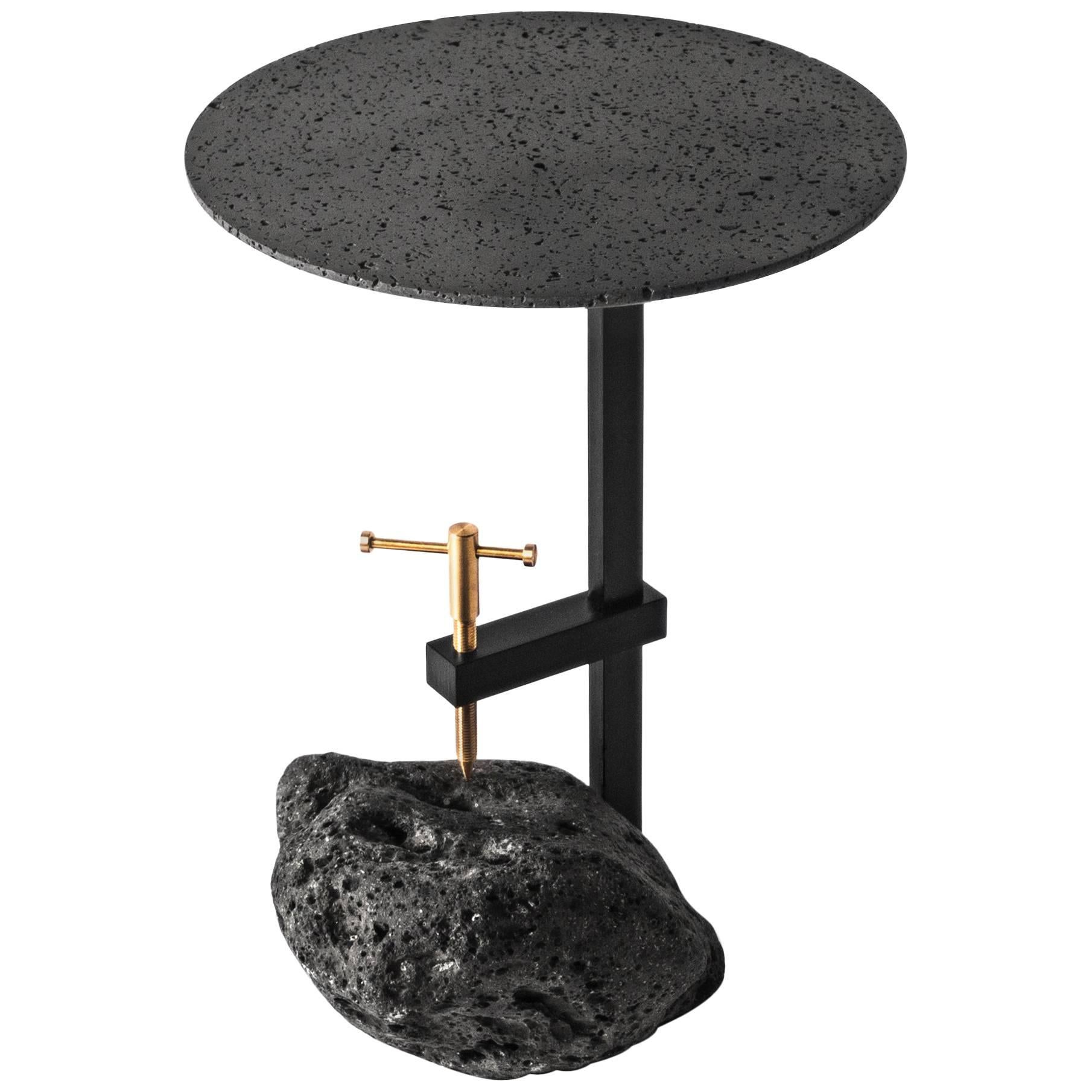 Studio Buzao, Black Lava Stone Side Table by Bentu Design For Sale
