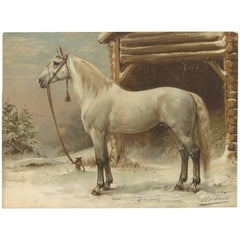 Antique Print of a Russian Trotter by O. Eerelman, 1898