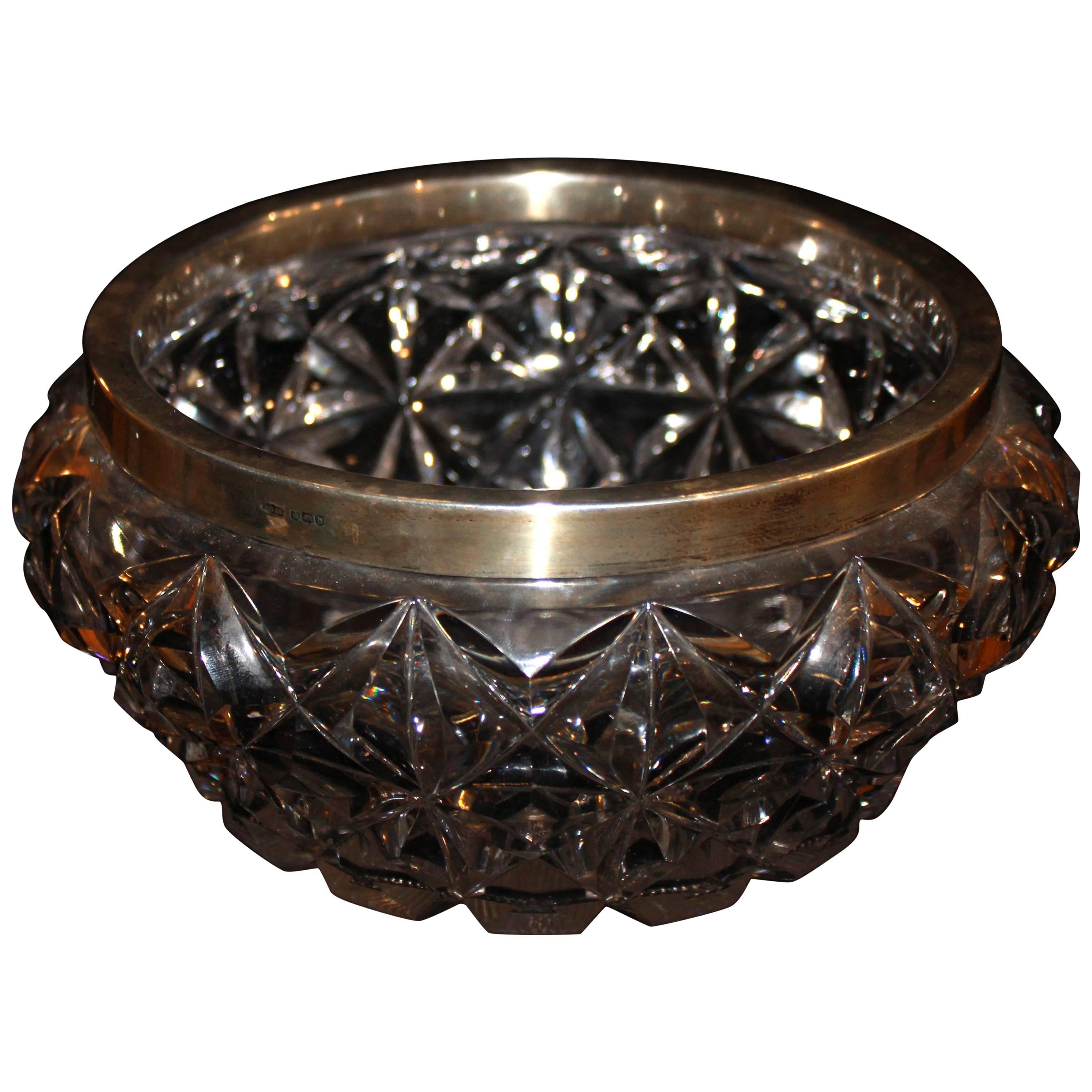 James Dixon & Co, Early 20th Century Silver and Cut Lead Crystal Bowl