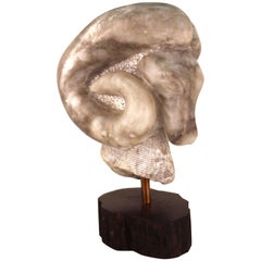 Midcentury Marble Ram's Head Sculpture on Rotating Base