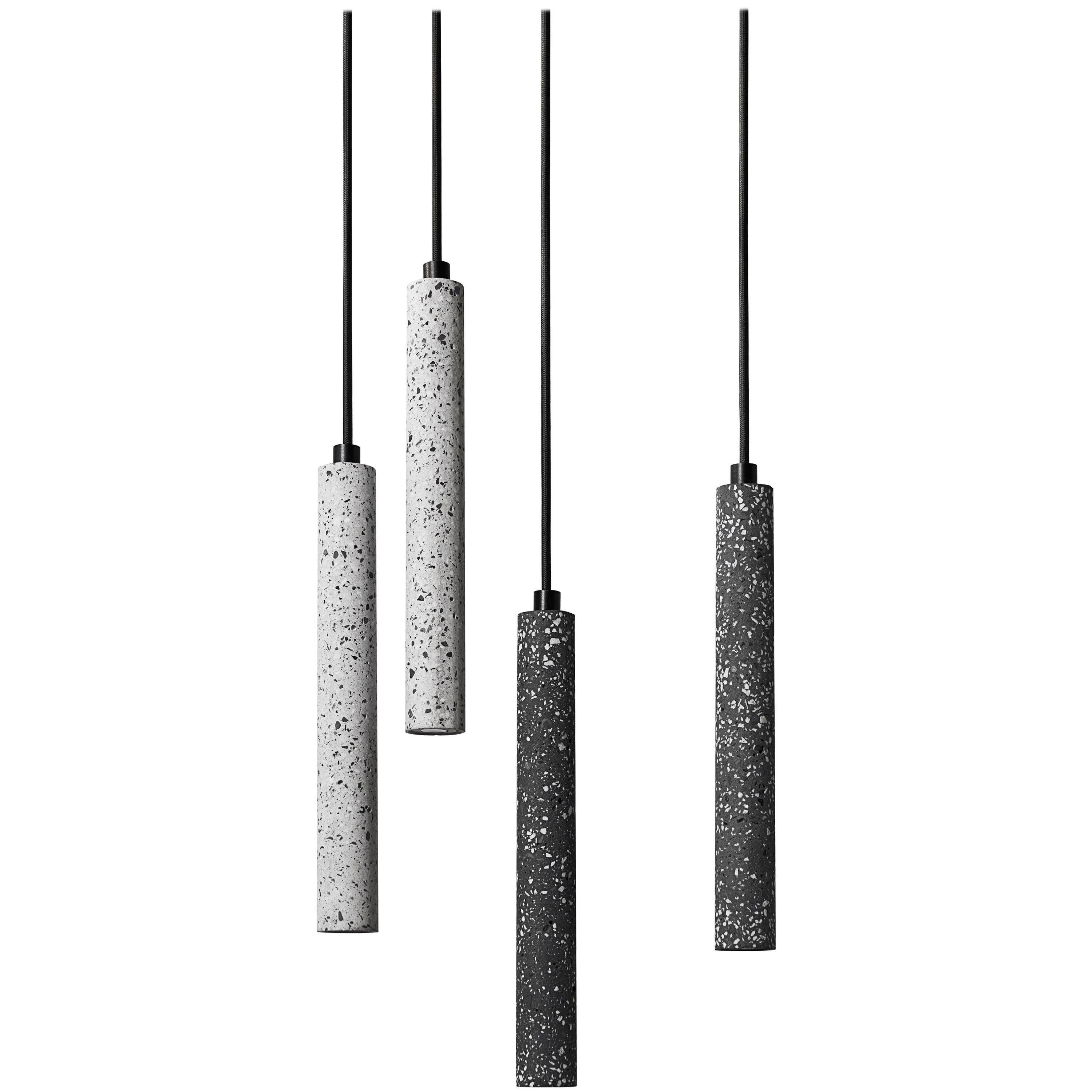 Bang, White Terrazzo and Concrete Ceiling Lamp by Bentu Design For Sale