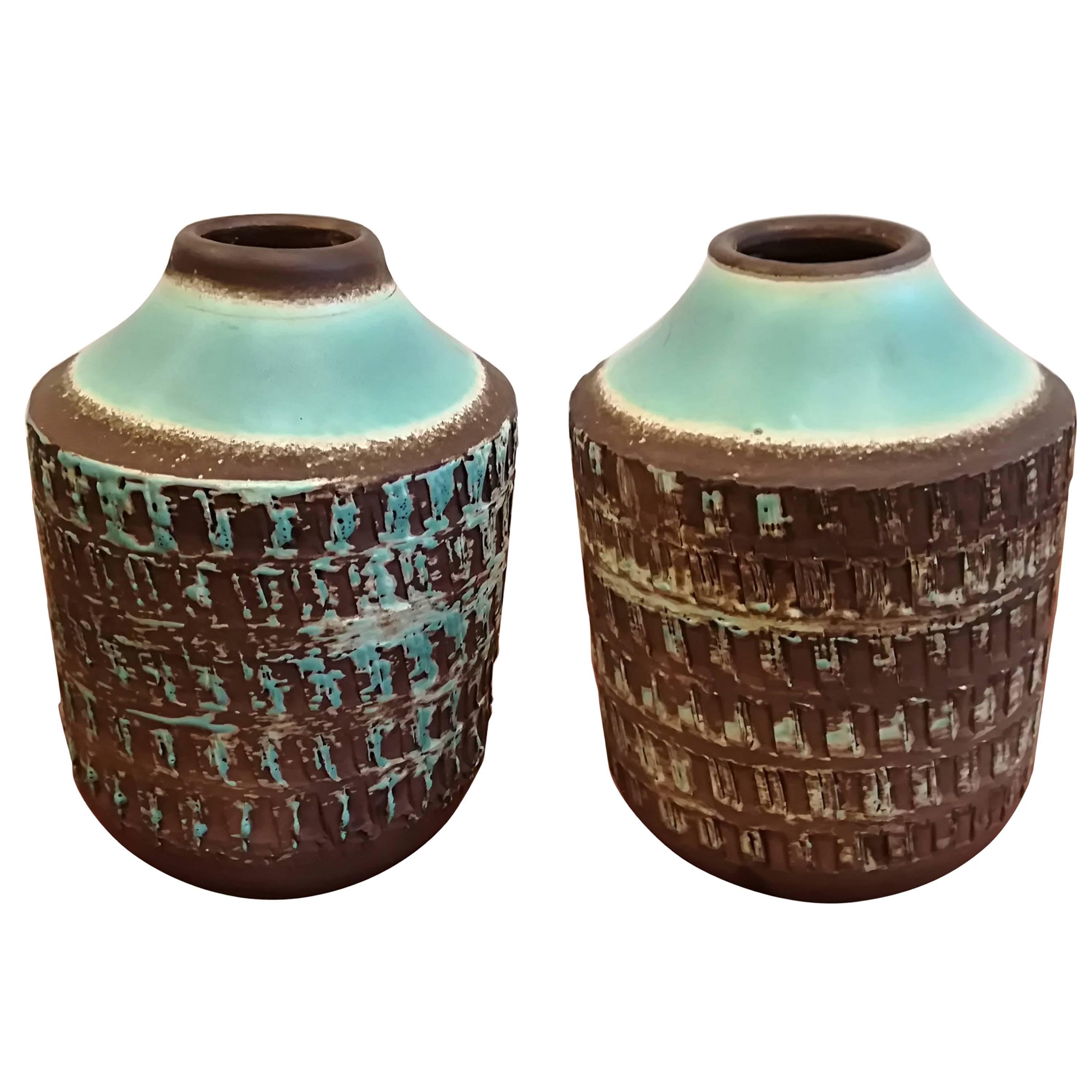 Jean Besnard Art Deco Pair of Ceramic Vase, circa 1930