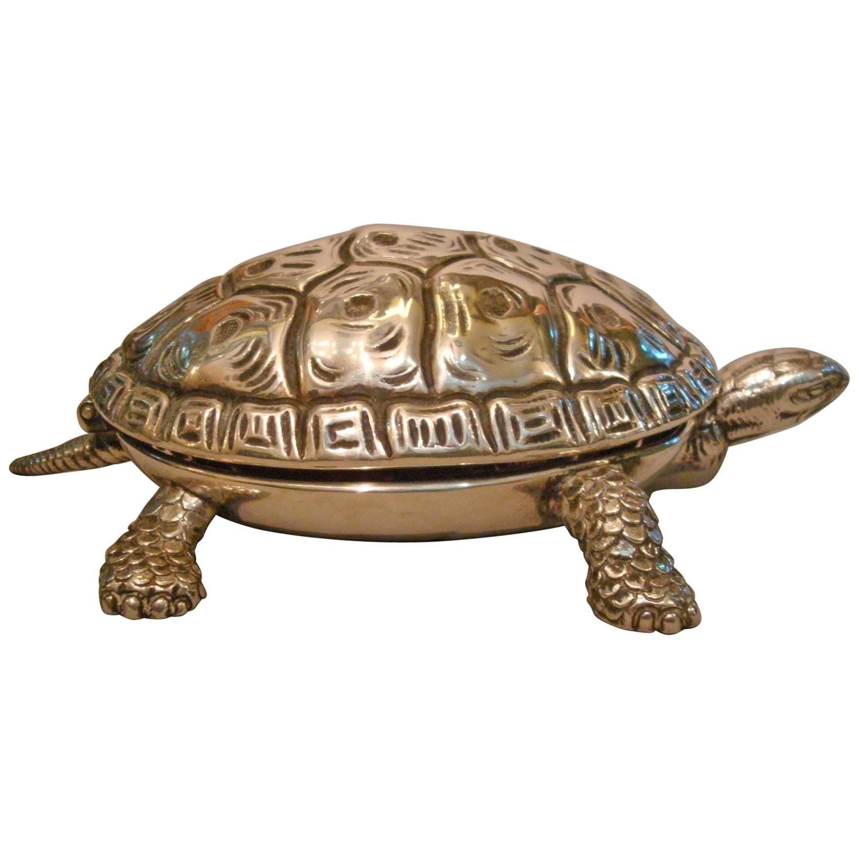 Tortoise Sculpture Silver Table Bell