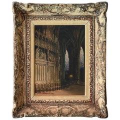 Antique 19th Century Watercolor of a Cathedral