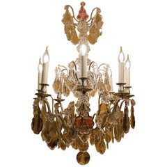 Attributed to Baccarat, Louis XVI Style, Silver Plate and Crystal Chandelier