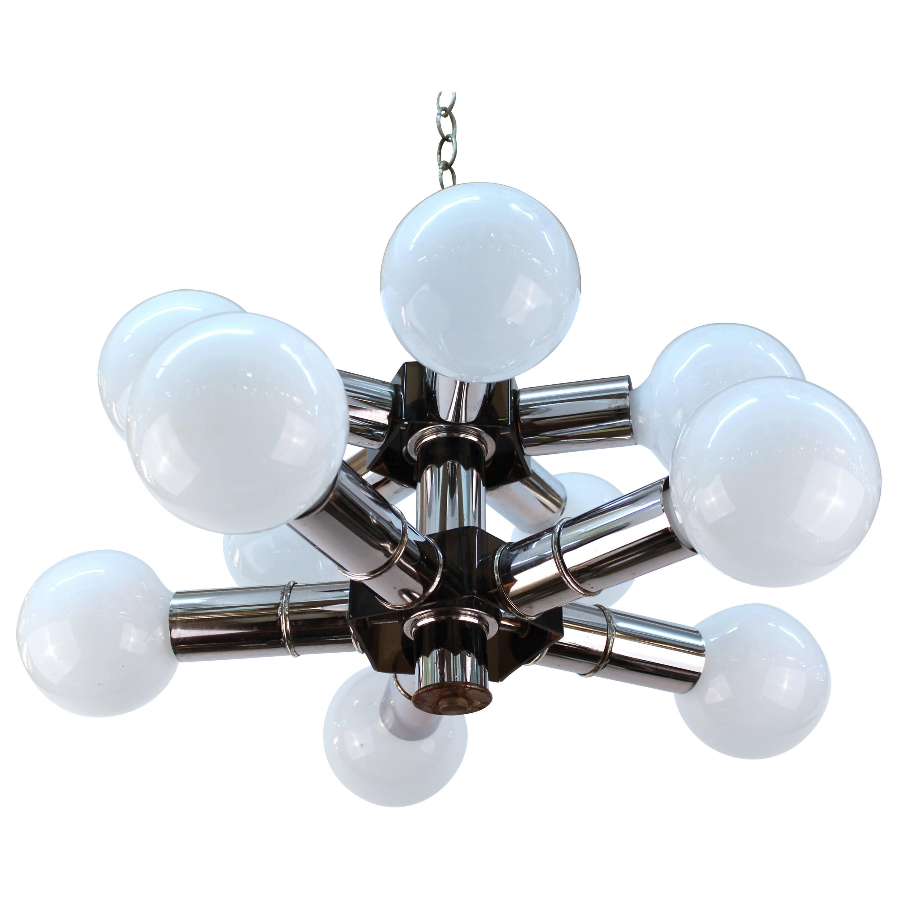 Atomic Age Two-Tiered Molecular Chandelier in Chrome