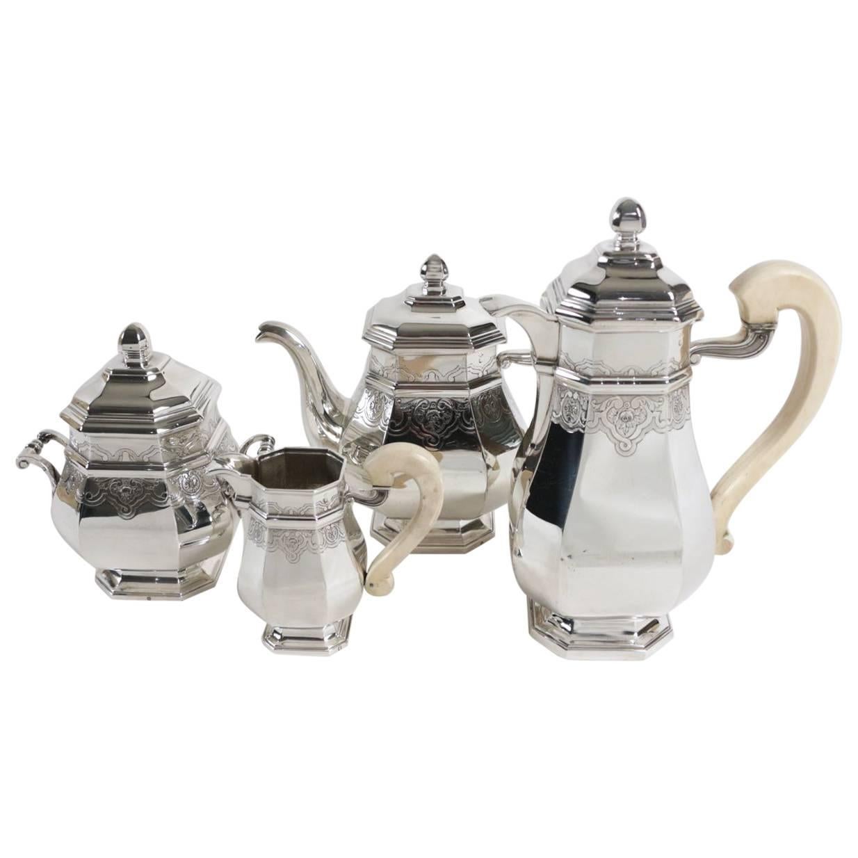 Fine French Silver Four-Piece Tea and Coffee Set