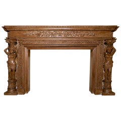 Large 19th Century Adams Style Carved Fire Place