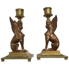 Barbedienne Frères-Leblanc Empire Pair of Candleholder