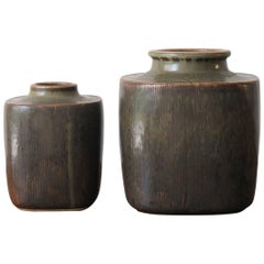 1960s Valdemar Petersen Scandinavian Stoneware Vases for Bing & Grondahl