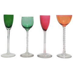 Vintage Colorful Art Glass Cordial or Aperitif Liquor Spirits Glasses