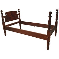American Scrolled-Back Twin Size Poster Bed, Early 20th Century