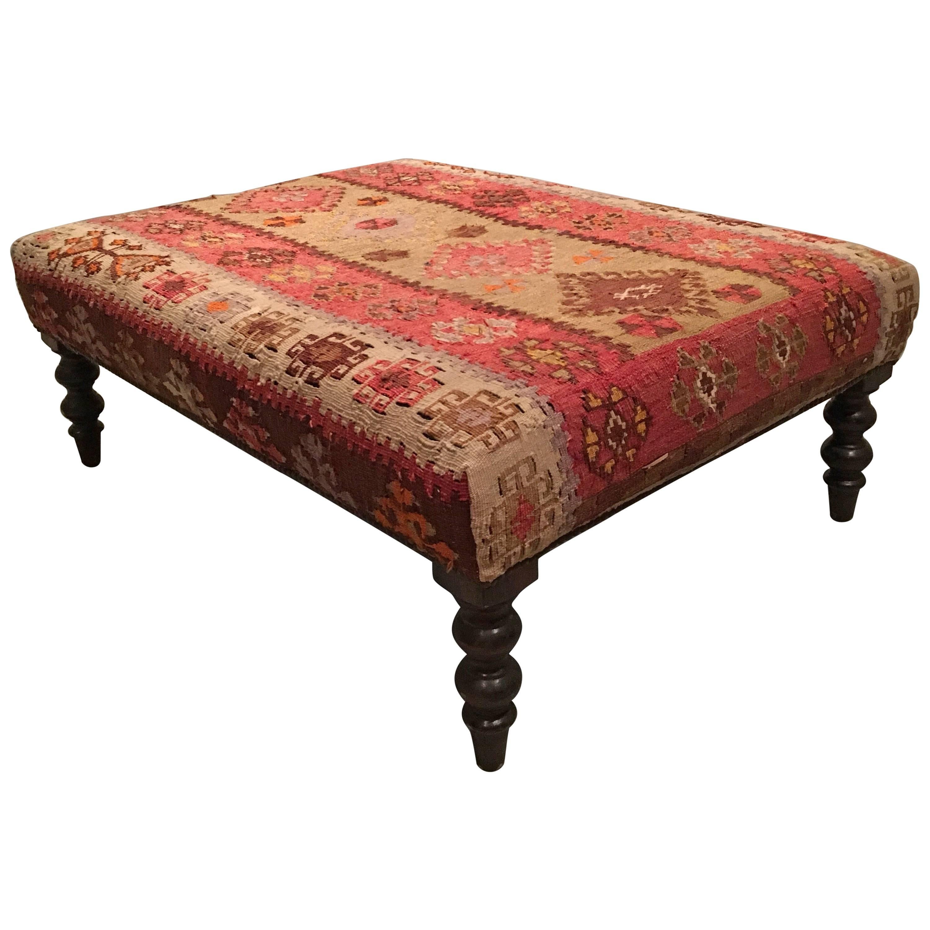 Hare and Poppies Rectangular Footstool MIN2132 