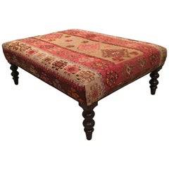 Vintage Kilim Upholstered Rectangular Ottoman