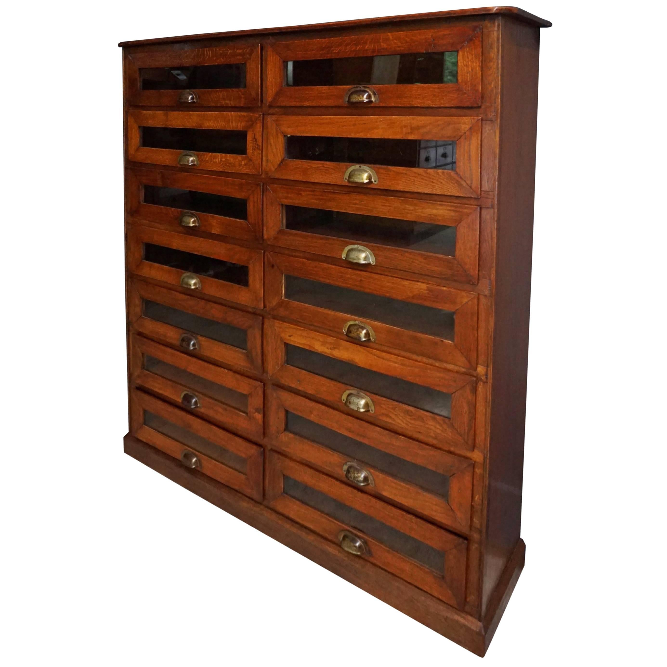 Oak Haberdashery Shop Cabinet, 1930s