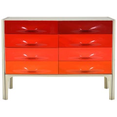 Vintage Raymond Loewy DF-2000 Chest of Drawers in Red Tones