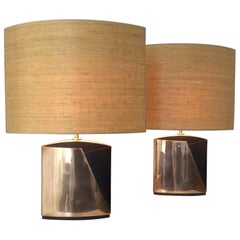 Pair of Esa Fedrigolli Signed Bronze Table Lamps, circa 1975 Italy Pair of Esa Fedrigolli Signed Bronze Table Lamps, circa 1975 Italy