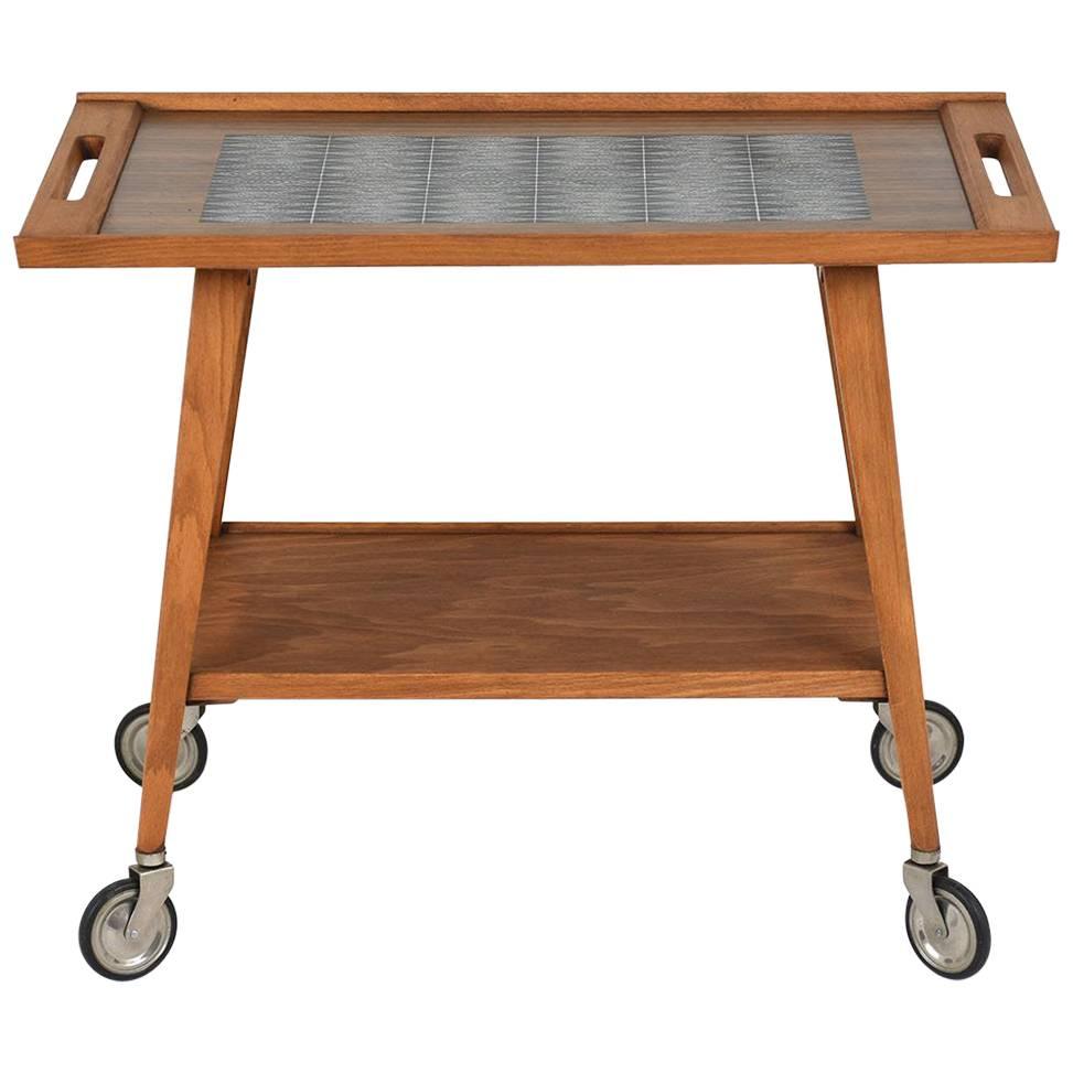 Mid-Century Modern Wood Bar Cart