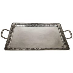 Massive Chinese Footed Dragon Export Silver Tray Made by Luen Hing