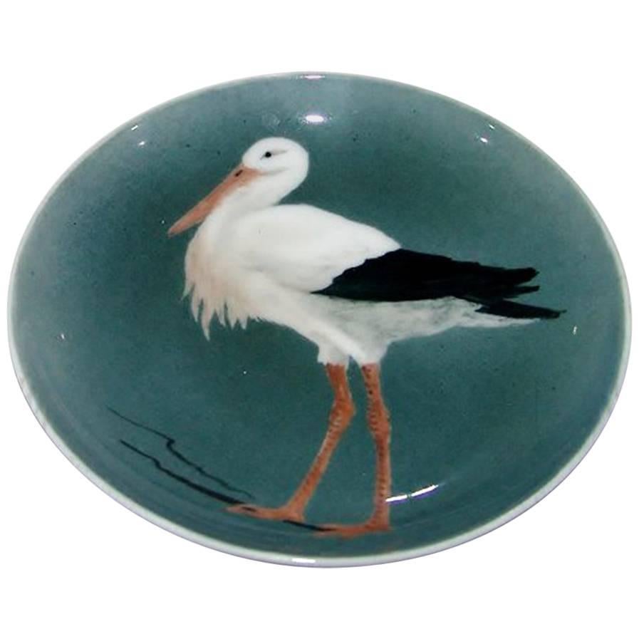 Bing and Grondahl Art Nouveau Wall Plate with Stork For Sale